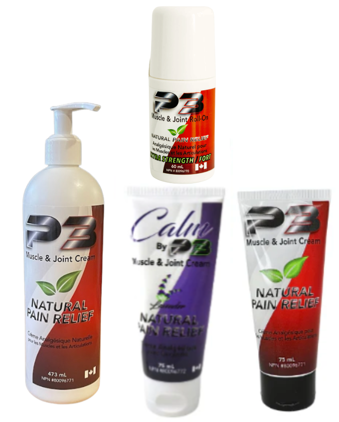 🏆 Athlete's Bundle for Pain Relief, Prevention, and Performance (SAVE 30%)  Includes: 473ml bottle, 60ml roll on, 75ml P3 tube, 75ml Calm tube